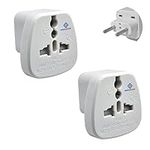 Pipestation UK to European Plug Adapter - 2 Pack - Travel Plugs UK to EU - Universal Adapter Plug UK to Europe Type C, E, F & G - EU Travel Adapter - Small, Light & Compact UK to EU Adapter