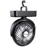 Amacool Portable Camping Fan with LED Lantern- 40H Work Time Rechargeable Battery Operated Fan with Hanging Hook for Tent Car RV Hurricane Emergency Outages Survival Kit