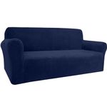 Granbest Premium Thicken Plush Velvet Sofa Cover 3 Seater High Stretch Couch Cover Super Soft Sofa Slipcover Luxury Furniture Protector for Pets and Kids (3 Seater, Navy Blue)