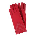 Isotoner Women's Spandex Chevron Winter Driving Gloves, Small/Medium, Chili