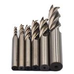 Oudtinx 1/8" 3/16" 1/4" 5/16" 3/8" 1/2" high Speed Steel HSS 4 Flute Straight End Mill Cutter Set of 6