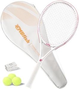 MBFISH Tennis Racket - Super Value Set with Pre-Strung, Comfortable Handle, 27'' Tennis Racquet for Adults, Includes 3 Tennis Balls, 2 Overgrips and 1 Tennis Bag Pink