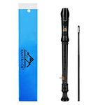 EastRock Soprano Recorder for Beginners Kids, C Key Recorder German Style, Soprano Recorder ABS 3 Pieces with Cleaning Rod Fingering Chart Packing Bag Thumb Rest (Black)