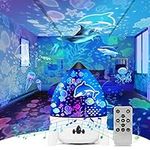 Star Night Light Projector for Kids, LED Galaxy Projector Lamp for Bedroom, 7 Lighting Modes Mood Lights for Baby Boys Girls Teens Adults Children Room, with Remote Control and 8 Sets of Film