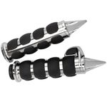 Motorcycle 1" Hand Grips Bar End Hand Handlebar Spike Chrome Black Aluminum Rubber