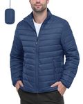 Outdoor Ventures Men's Packable Puffer Jacket Insulated Lightweight Puffy Coat Warm Portable Padded Water Resistant Jacket for Hiking Travelling Camping Navy Blue XL