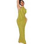 Novaorily Womens Casual Sexy Halter Sleeveless Sundresses Bubble Textured Backless Prom Cocktail Maxi Dresses, Green, S