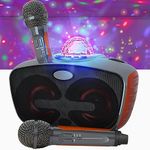 Bluetooth Karaoke Machine with 2 Wireless Microphones,SINWE Portable PA Speaker System with Disco Ball and Party Lights,for Adults and Kids,Wedding, Church, Picnic, Outdoor/Indoor [Orange]