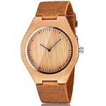 CUCOL Men's Bamboo Wooden Watch wit