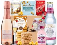 ANT&CHID Pink Gin 5cl Gift and Prosecco Rose 20cl Wine Gift Set for Women,Birthday Gin Gifts for her with Chocolate Gifts for Her - The BestFriend Gift for Women