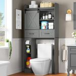 YITAHOME Over The Toilet Storage Cabinet, Farmhouse Storage Cabinet with Sliding Door, Storage Drawers, Home Space-Saving Toilet Rack for Bathroom, Restroom, Laundry, Grey