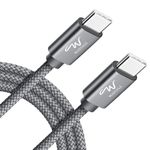 Wayona Type C to Type C 6FT/2M 65W Long Fast Charging Cable Compatible with iPhone 16, iPhone 15 Pro/Max Series Macbook Air/Pro Samsung Galaxy S24 S24 Ultra S23 Flip Fold OnePlus (2M, Grey)