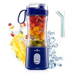 Vaeqozva 380ml Portable Blender for Shakes and Smoothies,Personal Portable Blender Smoothie Maker Mini Smoothie Blender USB Rechargeable,Small Blender for Travel Sports Gym Kitchen Office,Navyblue