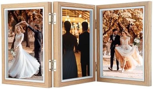 Marco Triple de Madera, Marcos de Fotos Multiples Plegable 3 Fotos Marco Plegable Collage Triple Bisagra Marco de Fotos Marco 3 Fotos Madera Marcos Fotos Familia Amigo Regalo Pared Escritorio Decorar