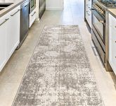 LaDole Rugs Grey Ivory Textured Modern Rustic Area Rug Runner | Hallway, Entry Way, Entrance, Balcony, Doormat | 3x5 ft