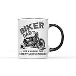 SmartyPants Biker Dad Mug - Like A Normal Dad Except Much Cooler - Father's Day Gift Cup Tea Coffee (Black Handle Prime)