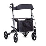 Elite Care X Cruise Folding Lightweight Compact rollator Wheeled Walker Walking Frame with seat - Choice of Colours (Silver)