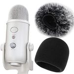 YOUSHARES Blue Yeti Pop Filter Foam - Mic Cover Foam with Furry Microphone Windscreen Muff for Blue Yeti, Blue Yeti Pro USB Microphone to Reduce Noise (2 Pack)