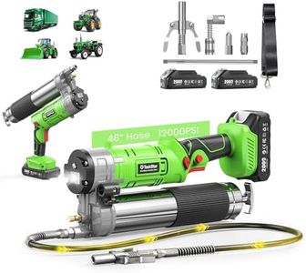 TaskStar Cordless Electric Grease Gun 12000PSI: 2-in-1 Battery Grease Gun Kit with 2 Batteries, 47.2" Hose, Quick-release Coupler, 90° Adapter, LED, Straight & Pistol Handle for DIY, Industrial & Farm