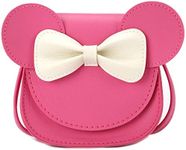 QiMing Little Mouse Ear Bow Crossbody Purse,PU Shoulder Handbag for Kids Girls Toddlers(Rose Pink1)