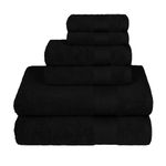 Trident Soft Comfort Air Rich Towels for Bath, 100% Cotton Towel, Super Soft, Highly Absorbent, 6 Pieces Towel Set, 500 GSM - Black