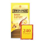 Twinings Lemon and Ginger Fruit Infusion Tea Bags, 12 Boxes of 20 Individually Wrapped Envelope Tea Bags, 240 in total.