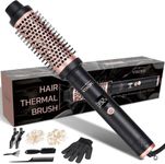 Thermal Brush Pro, 1.5 inch Heated Round Curling Iron, 1 1/2 inch Barrel Ceramic Hot Wand Blowout Look Natural Hair Styler Tool for Voluminous Blow Out Curls 25s Fast Heating by VISOFO (Rose-Gold)