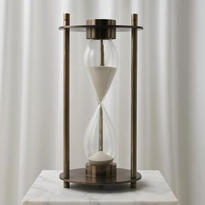 Perth Bronze Hourglass Decorative Object with Compass – Metal, Aluminum & Glass Modern Home Decor Accent – Shelf & Coffee Table Decor for Office & Living Room – 15"