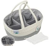 ilauke Baby Diaper Caddy Organizer Large Size, Nursery Storage Bin Basket, Changing Table Organizer with Muslin Burp Cloth