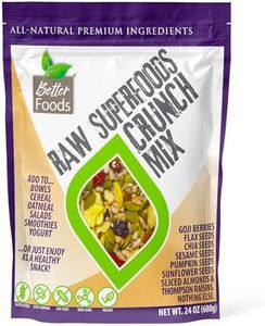 BetterFoods Raw Superfoods Crunch Mix | Premium Pumpkin, Sunflower, Flax, Chia, Sesame Seeds, Almonds, Goji Berries & Raisins Blend for Salads, Yogurt, Oatmeal & Snacking Toppings | 24oz, Pack of 1