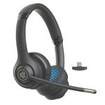 JLab Go Work 2nd Gen Wireless Headsets with Microphone - 55+H Bluetooth Computer Headset or USB C Dongle, Multipoint Connect, On Ear Wired or Wireless Office PC Laptop Headphones with Microphone