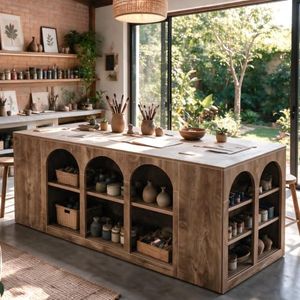 Tribesigns Large Craft Table with Storage Compartments & Spacious Worktop
