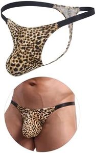 ohmydear Men's G-String Thongs Sexy Prints Underwear Low Rise T-Back Jocks with Comfort Pouch Men's Panties for Intimate Moments, Party, Beach, S-XL