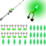 JZTang 10 Pcs Fishing Rod Alarm Dual Fishing Bells with 20 Pcs LED Night Fishing Lights Night Fishing Accessories