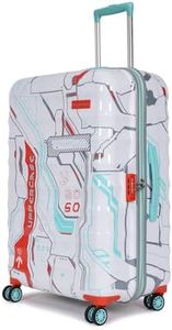 uppercase Cyber Punk (Large) 76Cms Check-In Inline Trolley Bag For Travel|Polycarbonate Hardshellsided Printed Luggage|Combination Lock|8 Wheel Trolley Bag|Suitcase For Unisex|(White),H-75.5 cms