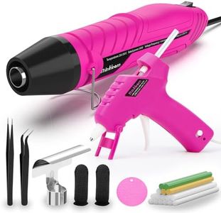 ThinkLearn Heat Gun - Mini Heat Gun for Crafting with 300W, Dual Temp Heat Gun 482°F-662°F, Fast Heat Hot Air Gun&Glue Gun Set with Nozzle, for DIY Craft Embossing Candle Making Shrink Wrapping (Pink)
