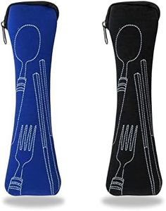 Porta Cubiertos Portátil, 2 Piezas Bolsa Cubiertos Vacía con Cremallera para Trabajo, Escuela, Picnic, Viajes (23,5 x 6 cm/9,3 x 2,4 pulgadas)