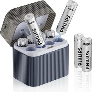 PHILIPS AA Rechargeable Lithium Batteries,8 Pack Double AA Battery