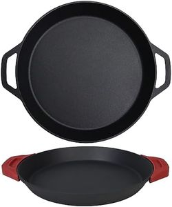 Crucible Cookware Cast Iron Skillet - 15.75"-Inch (40 cm) Dual Loop Handle Frying Pans, Paella Pan + Silicone Handle Holder Covers - Oven Safe - Indoor/Outdoor - Use on any Stovetop, Induction Safe