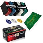 ALAYSTAR 200 Piece Professional Casino Texas Hold'em Poker and Blackjack Game Play Set with Strong Gift Tin Box