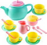 JOYIN 18PCS Pretend Play Tea Party Set Play Food Accessories BPA Free, Phthalates Free, Plastic Tea Set, Mini Kitchen for Kids, Gifts for Toddler Boys Girls Ages 1,2,3,4,5,6 Years Old