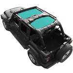Shadeidea Jeep Wrangler Sun Shade JL Unlimited 4 Door Front and Rear 2 piece-Tiff Blue Mesh Screen Sunshade JLU Top Cover UV Blocker with Grab Bag-One time Install 10 years Warranty