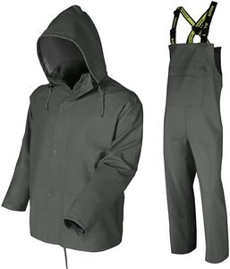 NAVIS MARINE Rain Suit for Men Heavy Duty Workwear Waterproof Jacket with Pants 3 Pieces (Forest Green, Small)