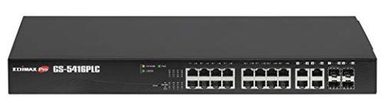 Edimax GS-5416PLC, Long Range 16-Port Gigabit PoE+ Web Smart Switch with 4 Rj45/Sfp Combo Ports, Up to 30W per Port (Total Power Budget: 330W) for powering PoE/PoE+ Enabled Devices, Supports SNMP v3