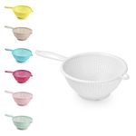 Plastic Colander Food Sieve Strainer Basket for Food Washing Draining Pasta Spaghetti Rice Salad Vegetable Kitchen Cooking Hobby (19cm - White)