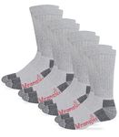 Wrangler Men's Steel Toe Boot Work Crew Cotton Cushion Socks 4 Pair Pack, Grey, Large