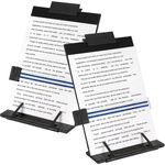 OSPNIEEK 2 Pack Desktop Document Holder Stand with 7 Adjustable Position, Black Metal File Organizer Copyholder for Typing Speech Reading A4 Letter Music Book Tablet Office, with Paper Clip Line Guide