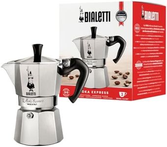 Bialetti - Moka Express: Iconic Stovetop Espresso Maker, Makes Real Italian Coffee, Moka Pot 3 Cups (4.3 Oz - 130 Ml), Aluminium, Silver