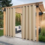 PONY DANCE Set of 2 Outdoor Curtains, Wind Protection & Privacy Screen, Balcony Curtain, Outdoor Curtain, Waterproof Curtain, Gazebo & Patio Curtains with Eyelets Top & Bottom, H 243 x W 132 cm,