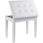 GRANDMA SHARK Piano Stool, Dressing Table Stool, Single Seat Keyboard Bench with Storage Compartment, Soft Faux Leather Padded Seat (White)